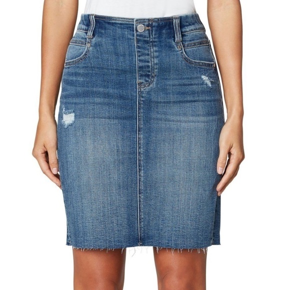 NWT Liverpool Gia Pull-On Distressed Pencil Skirt in Mystic - Picture 1 of 9